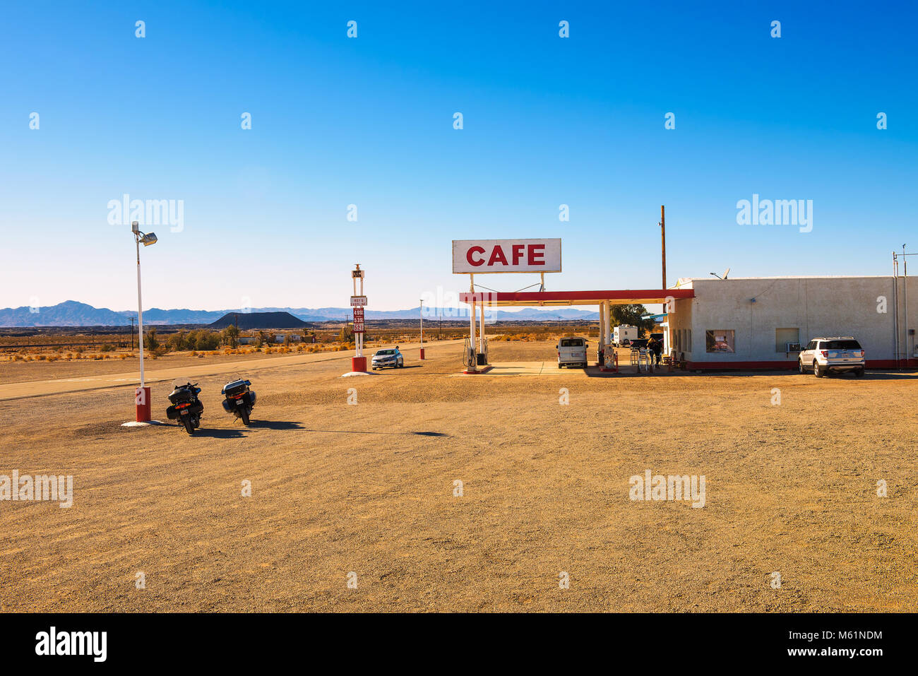Roy's motel and cafe  on historic Route 66 Stock Photo