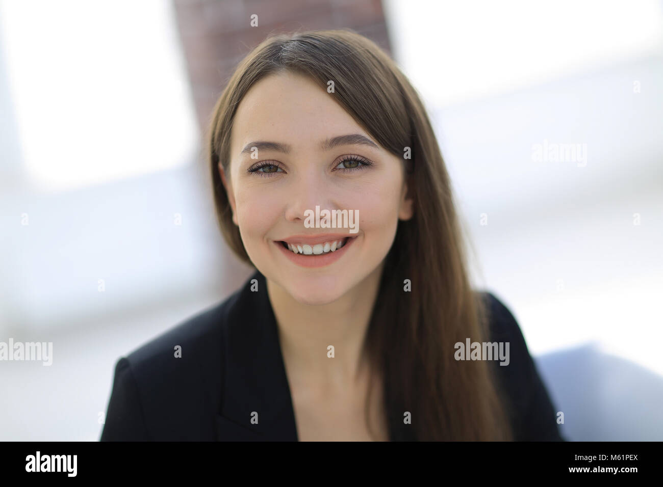 close up portrait of young business woman in modern office Stock Photo ...