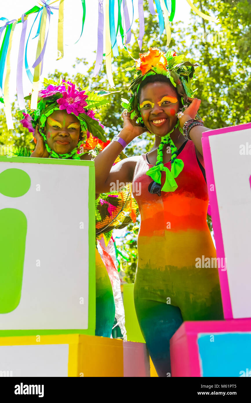 Pretoria, South Africa, 09/24/2016, Two African girls in bright colored