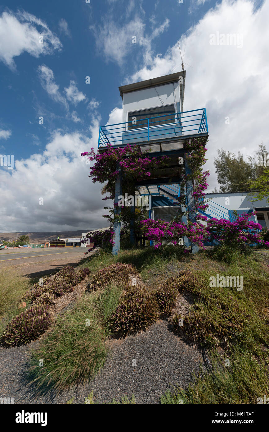 Aviation control tower at El Berriel airfield Stock Photo