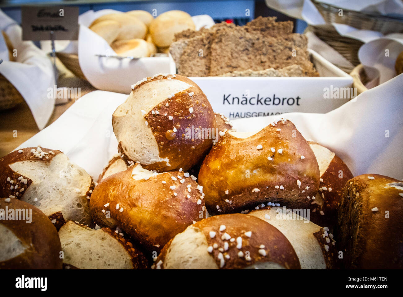 Breakfast at Hotel Schiff in Hittisau, Austria Stock Photo