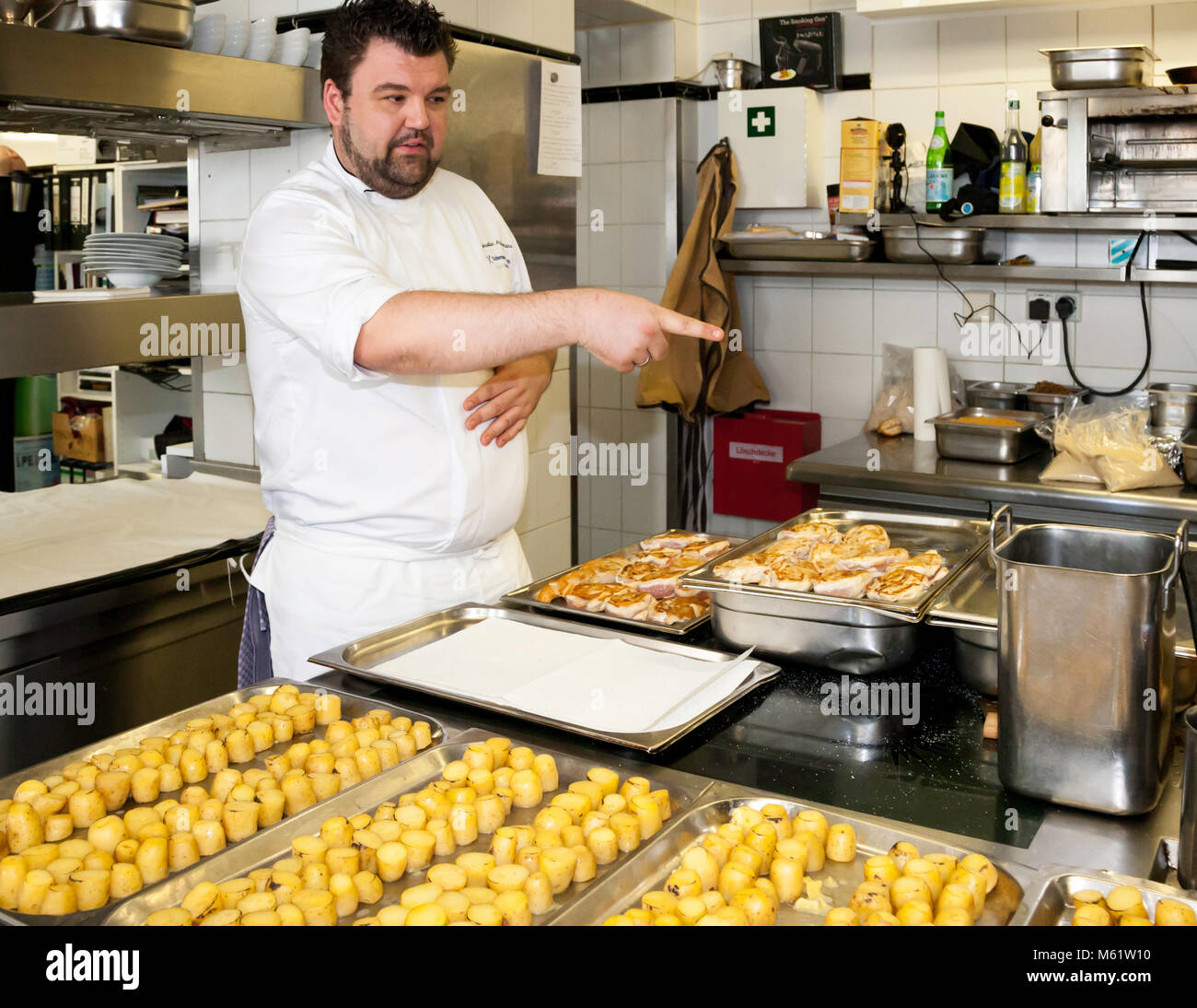 German chef Sebastian Prüßmann preparing a potato lunch for the