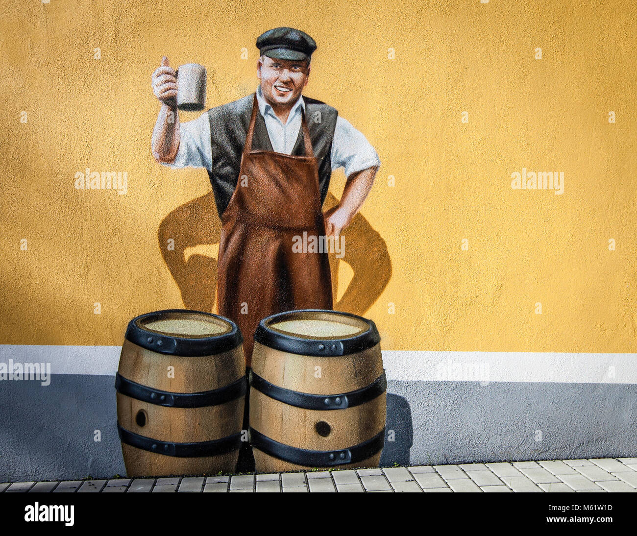 Zoigl Culture in Bavaria Oberpfalz -  a craft beer tradition coming from the medieval times - private beer brewers work in local communities. Mural on a substation building Stock Photo
