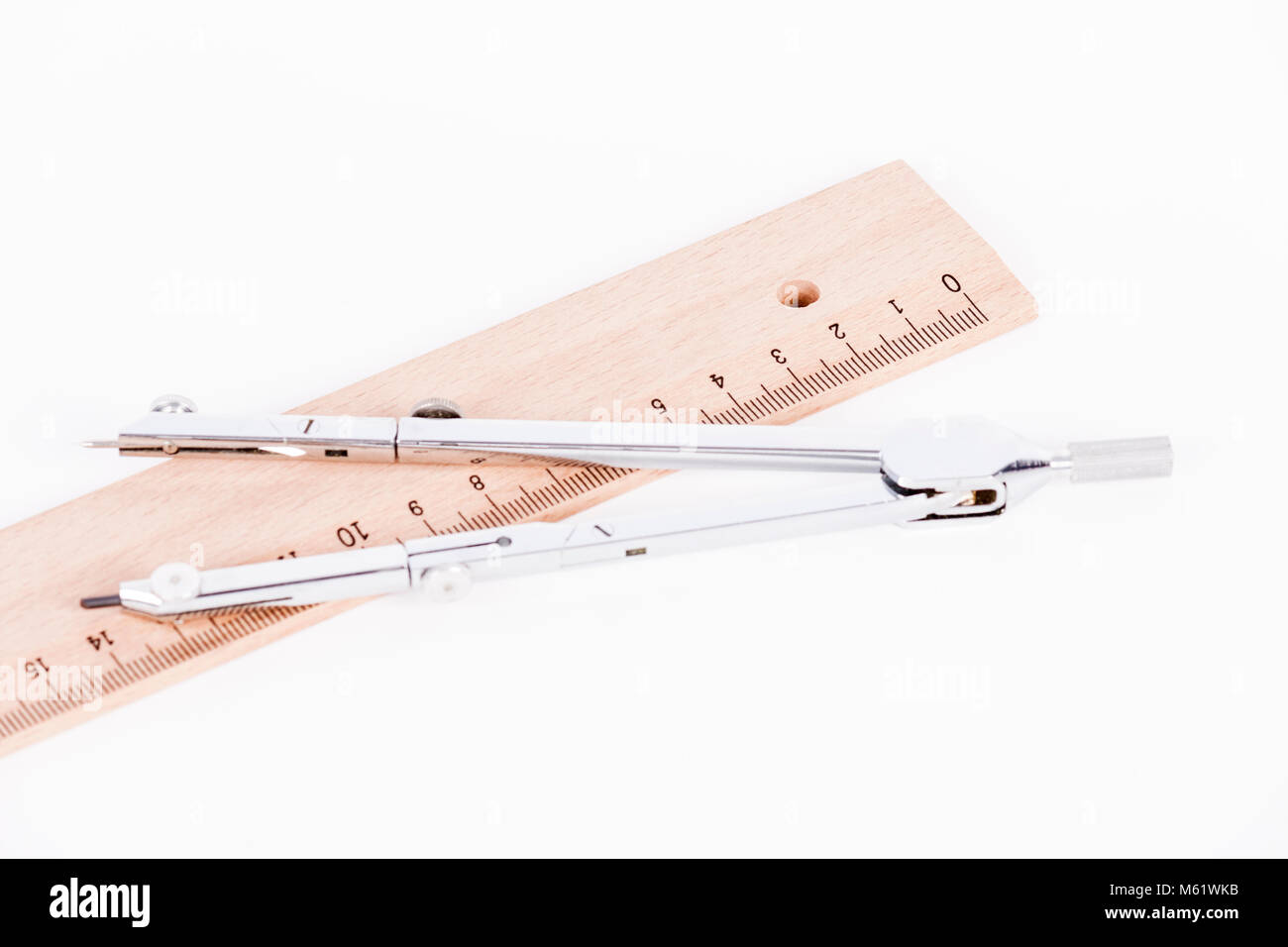 Compass and ruler isolated on white background Stock Photo Alamy