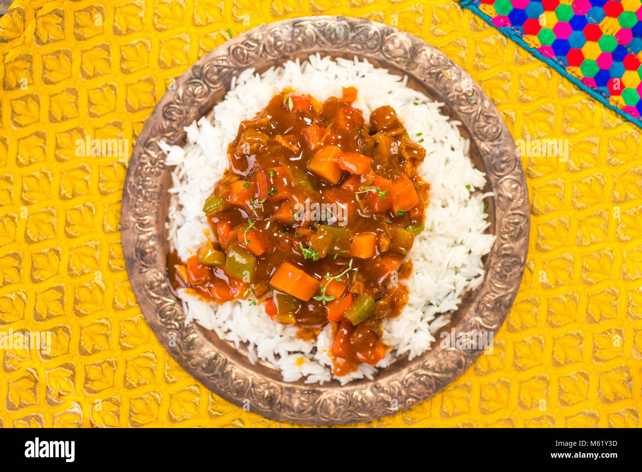 Homemade Indian curry chicken rice Stock Photo - Alamy