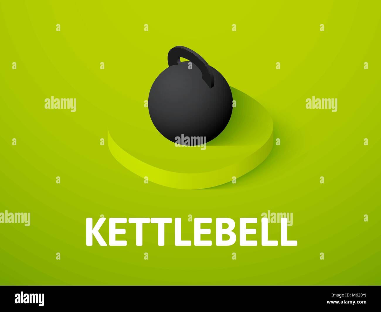 Kettlebell isometric icon, isolated on color background Stock Vector