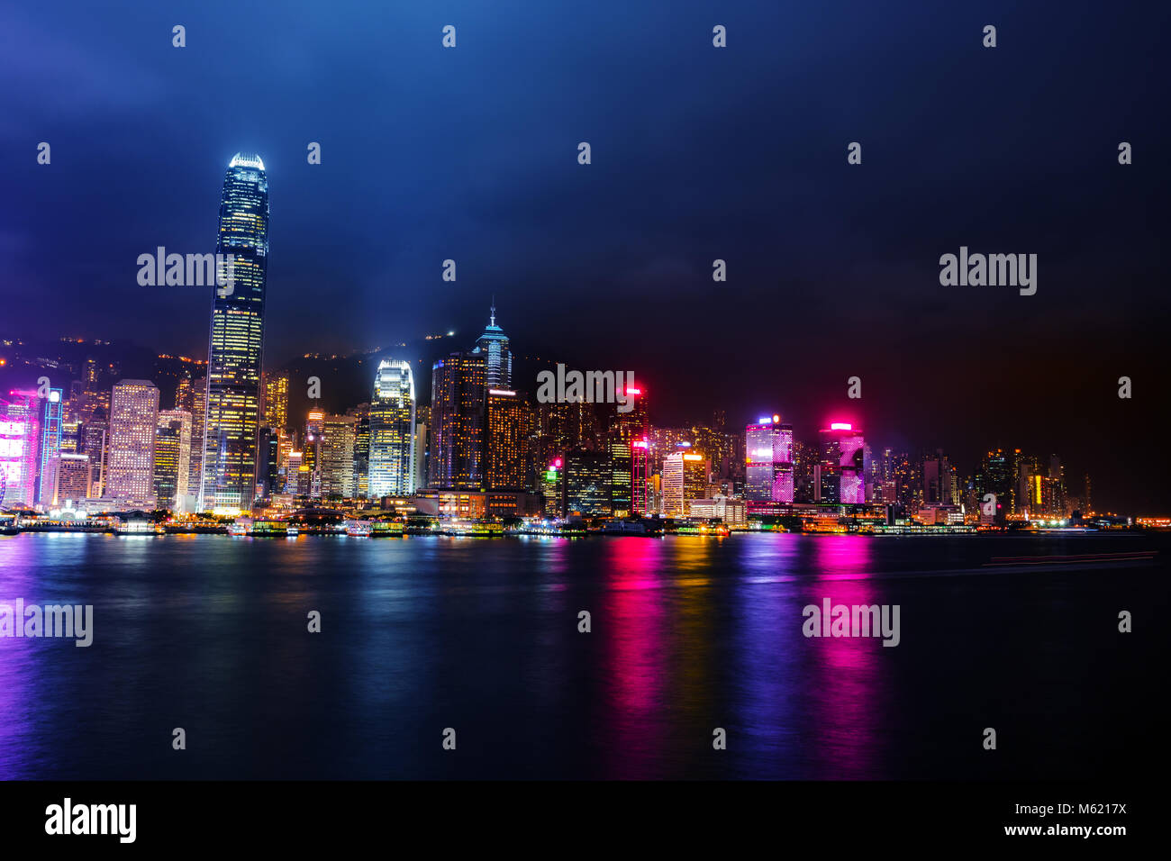 Hong Kong Harbor View at night Stock Photo - Alamy