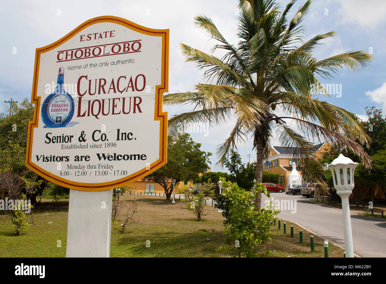 Chobolobo, liqueur manufacture, producer of the famous Blue Curacao, Willemstad, Curacao, Netherlands Antilles, Caribbean Stock Photo