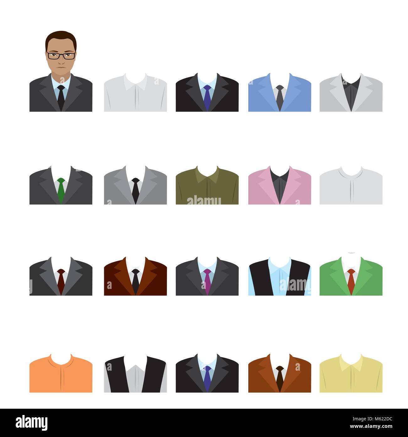 Set flat templates business suits, cartoon stock vector illustration Stock Vector