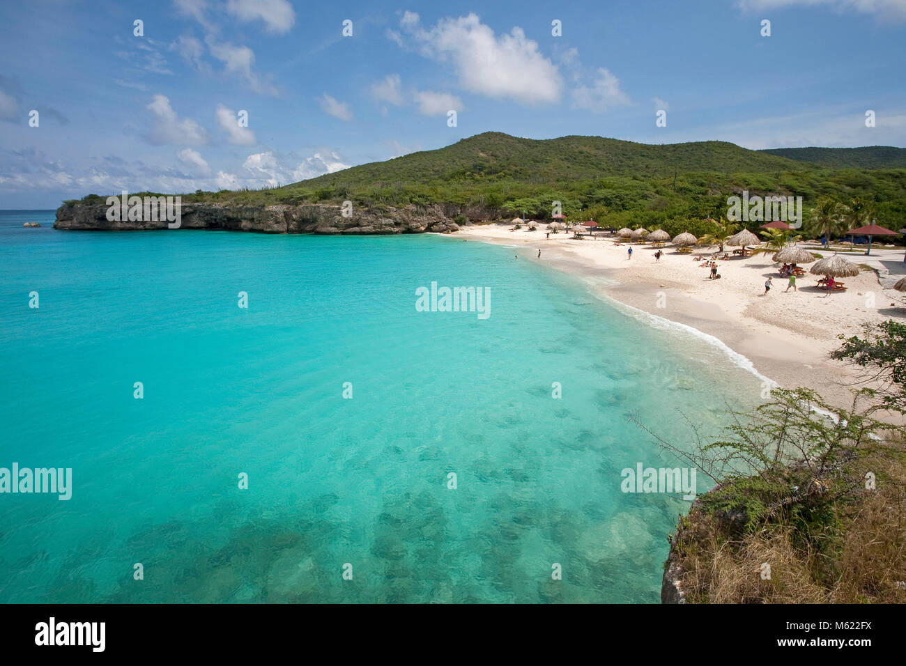 Tourists at popular beach "Grote Knip", Curacao, Netherlands Antilles, Caribbean, Caribbean sea Stock Photo