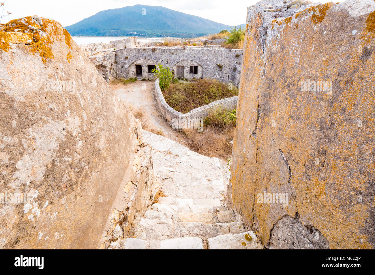 Inside Santa Maura Fortress near Lefkada Town, important tourist attraction in Lefkada Island Stock Photo