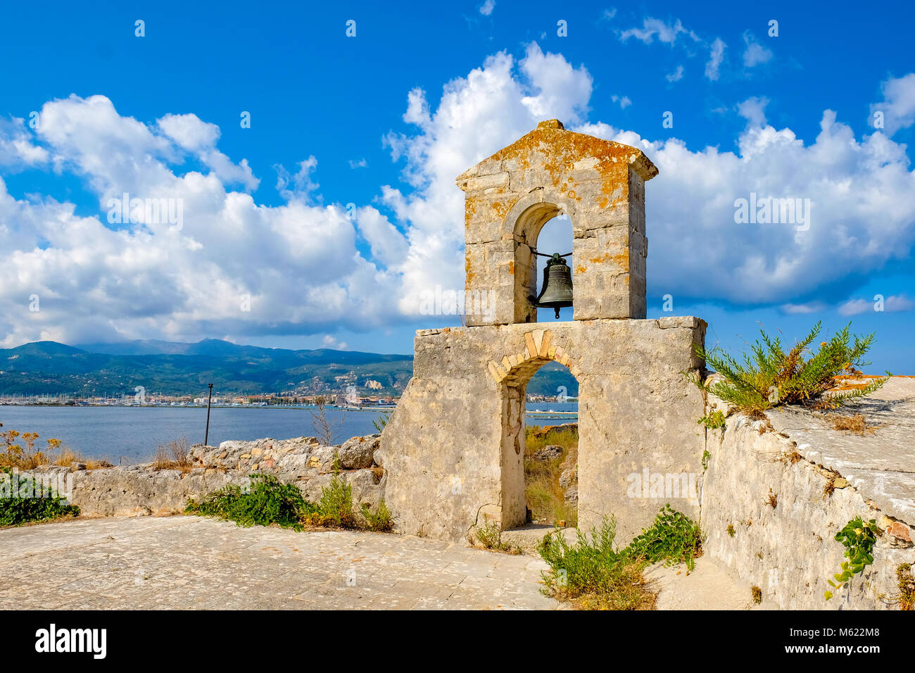 Lefkada Town as seen from the Lefkada Fortress Santa Maura - Agia Mavra tourist attraction near the island capital city Stock Photo