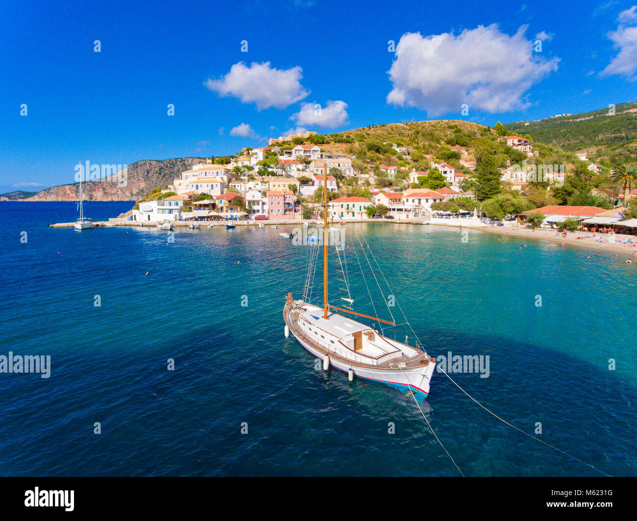 Assos village and port in Cephalonia (Kefalonia) Greece Stock Photo