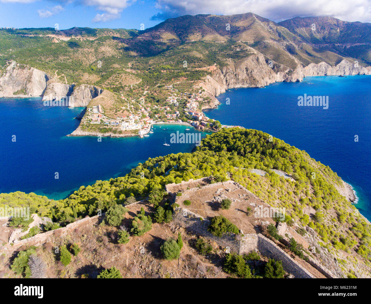 Cephalonia Island Assos Village and Fortress one of the most beautiful travel destinations on the island Stock Photo