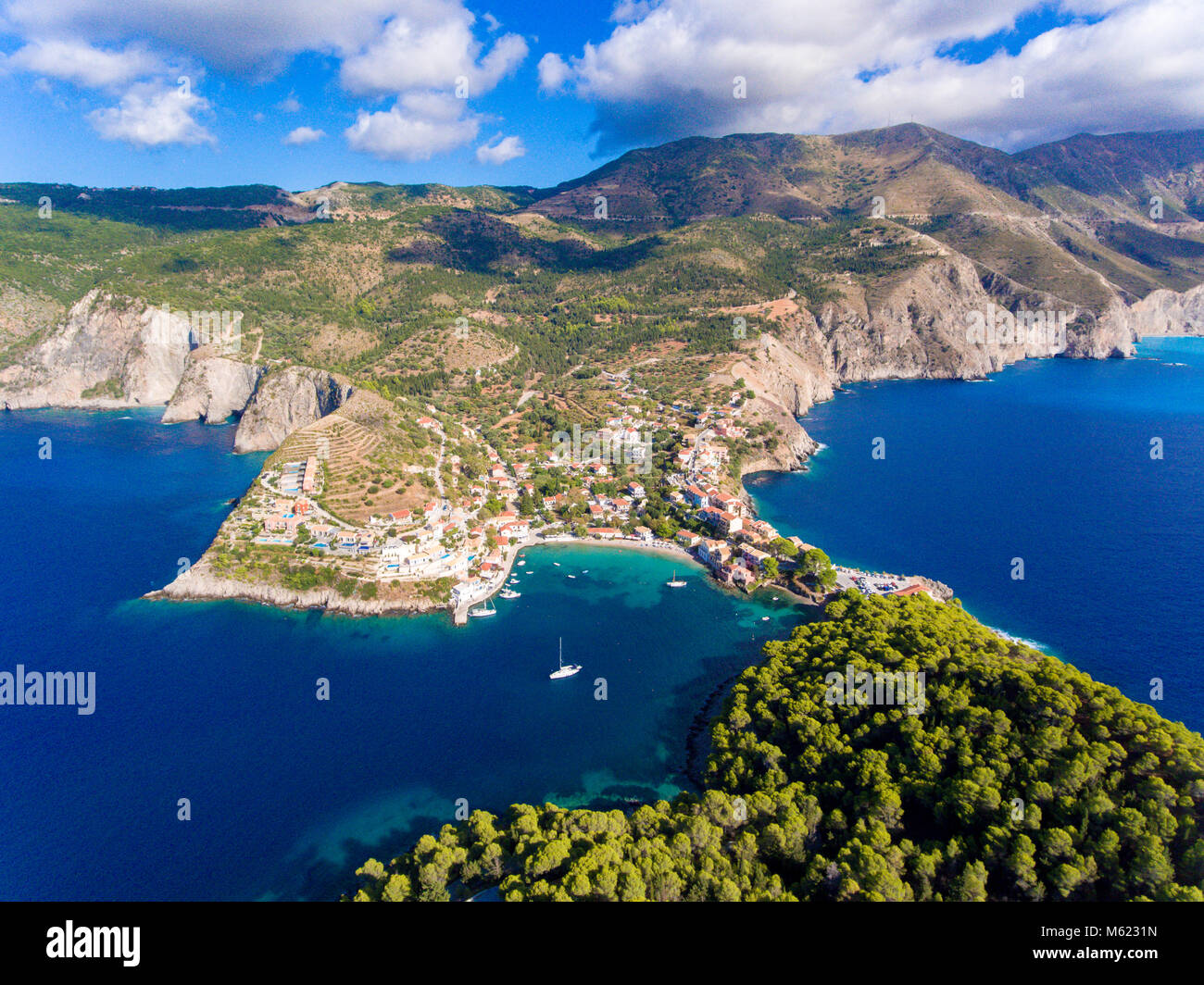 Cephalonia Island Assos Village and port one of the most beautiful travel destinations on the island Stock Photo