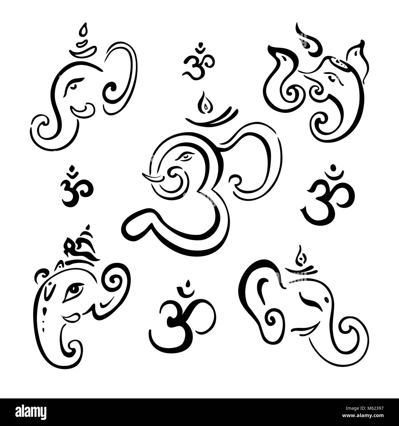 Hindu God Ganesha. Ganapati. Vector hand drawn illustration Stock Vector