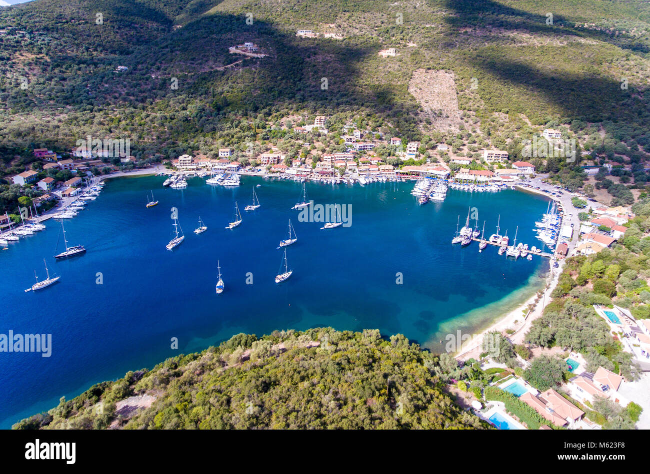 Sivota bay on Lefkada Island Greece aerial view Stock Photo Alamy