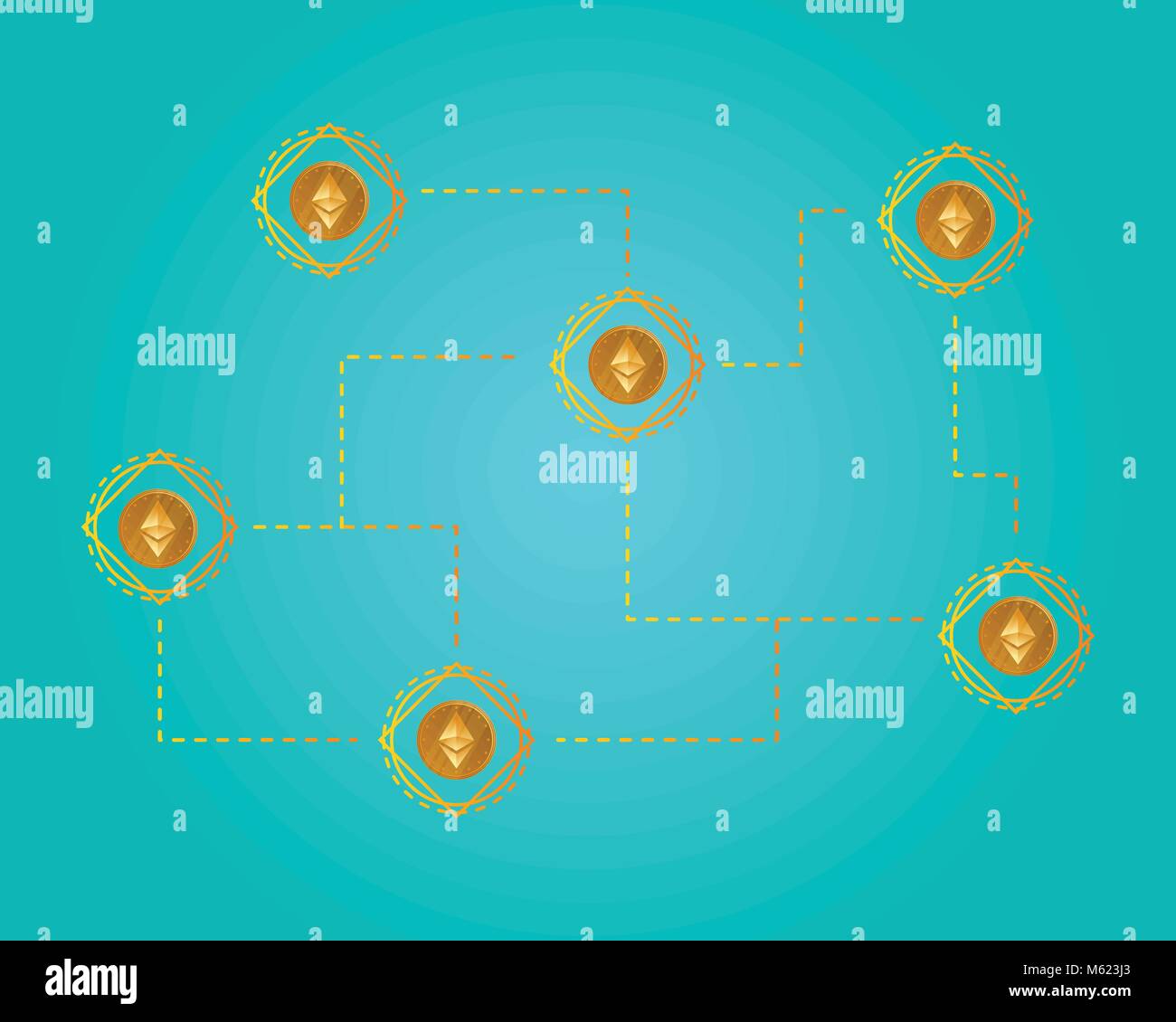 Blockchain ethereum cryptocurrency virtual background Stock Vector ...