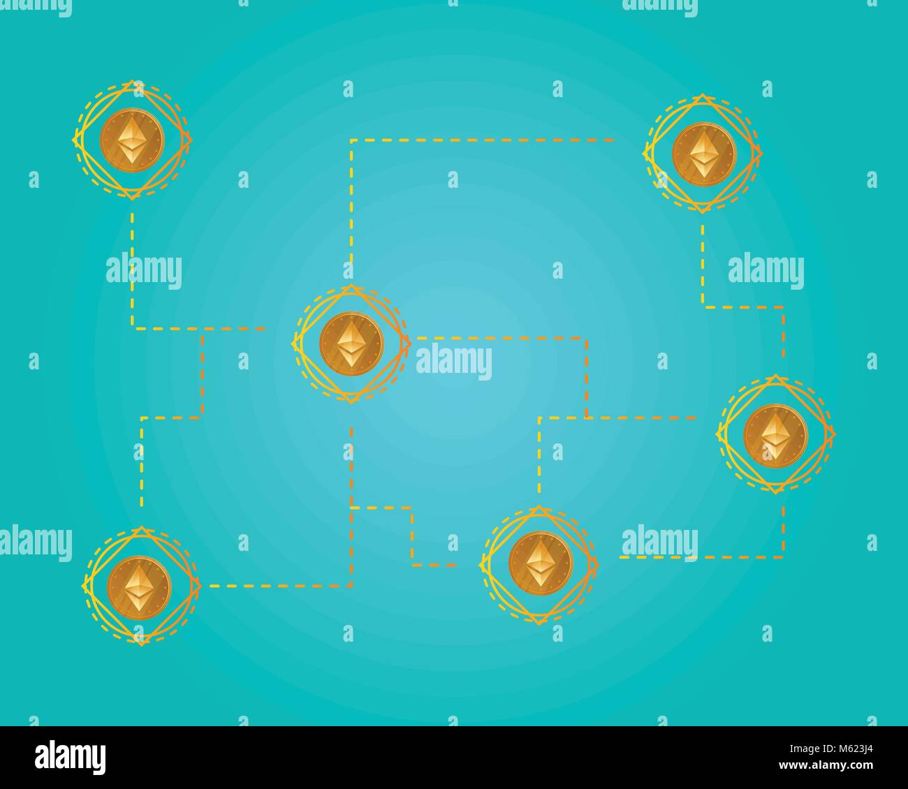 Blockchain ethereum cryptocurrency virtual background Stock Vector ...