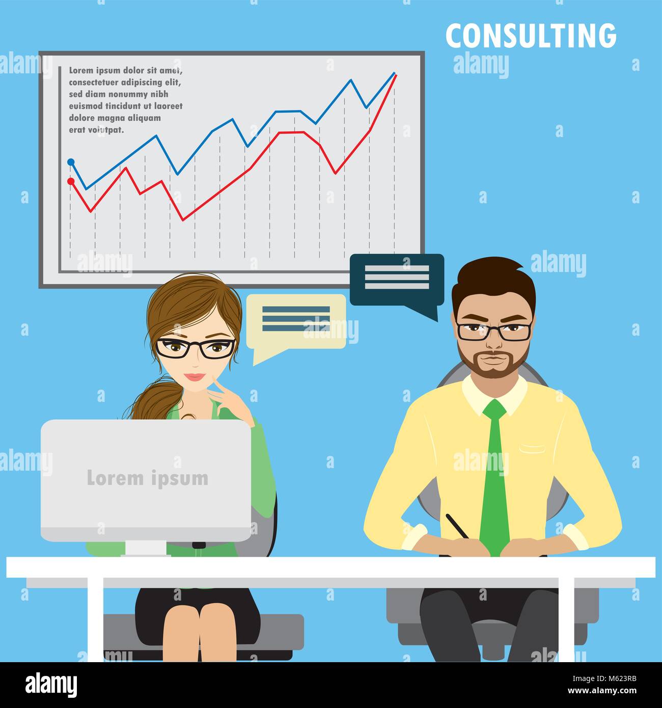 Flat character of business consulting concept , stock vector ...