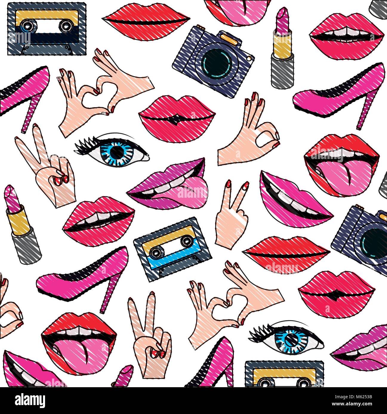 pop art stickers set icons Stock Vector Image & Art - Alamy