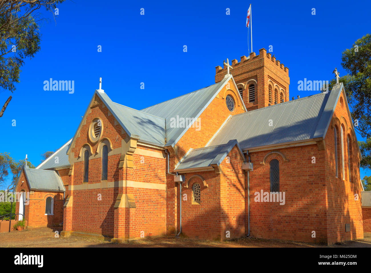 Victorian Romanesque style Holy Trinity Anglican Church completed in 1854 in York, a popular tourist town east of Perth, Avon Valley.York is the oldest and first inland settlement in Western Australia Stock Photo
