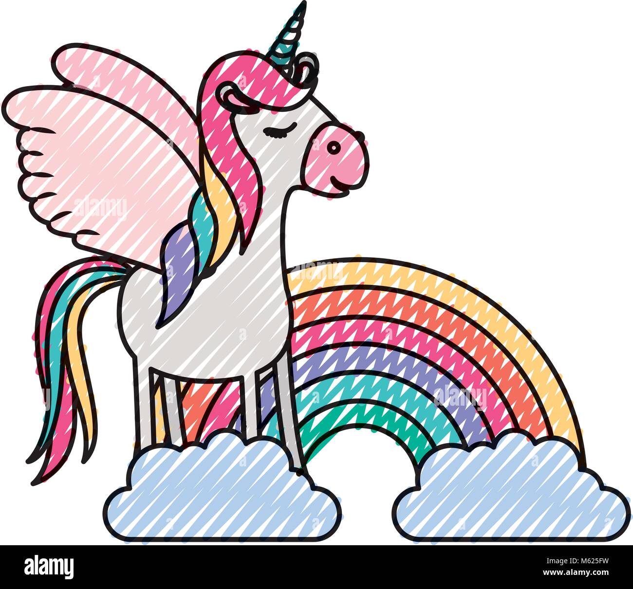 cute unicorn with rainbow kawaii character Stock Vector Image & Art - Alamy