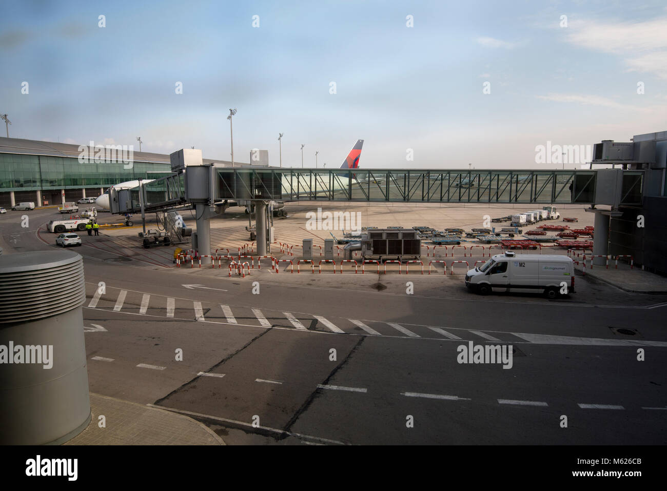 Looking out to airside at Barcelona airport Stock Photo