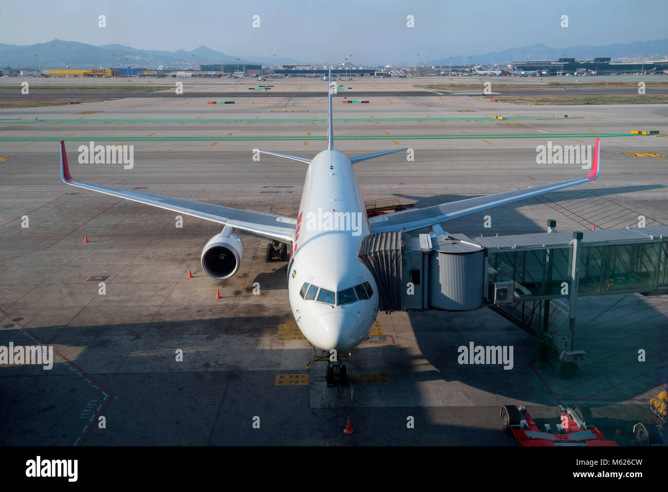 Looking out to airside at Barcelona airport Stock Photo
