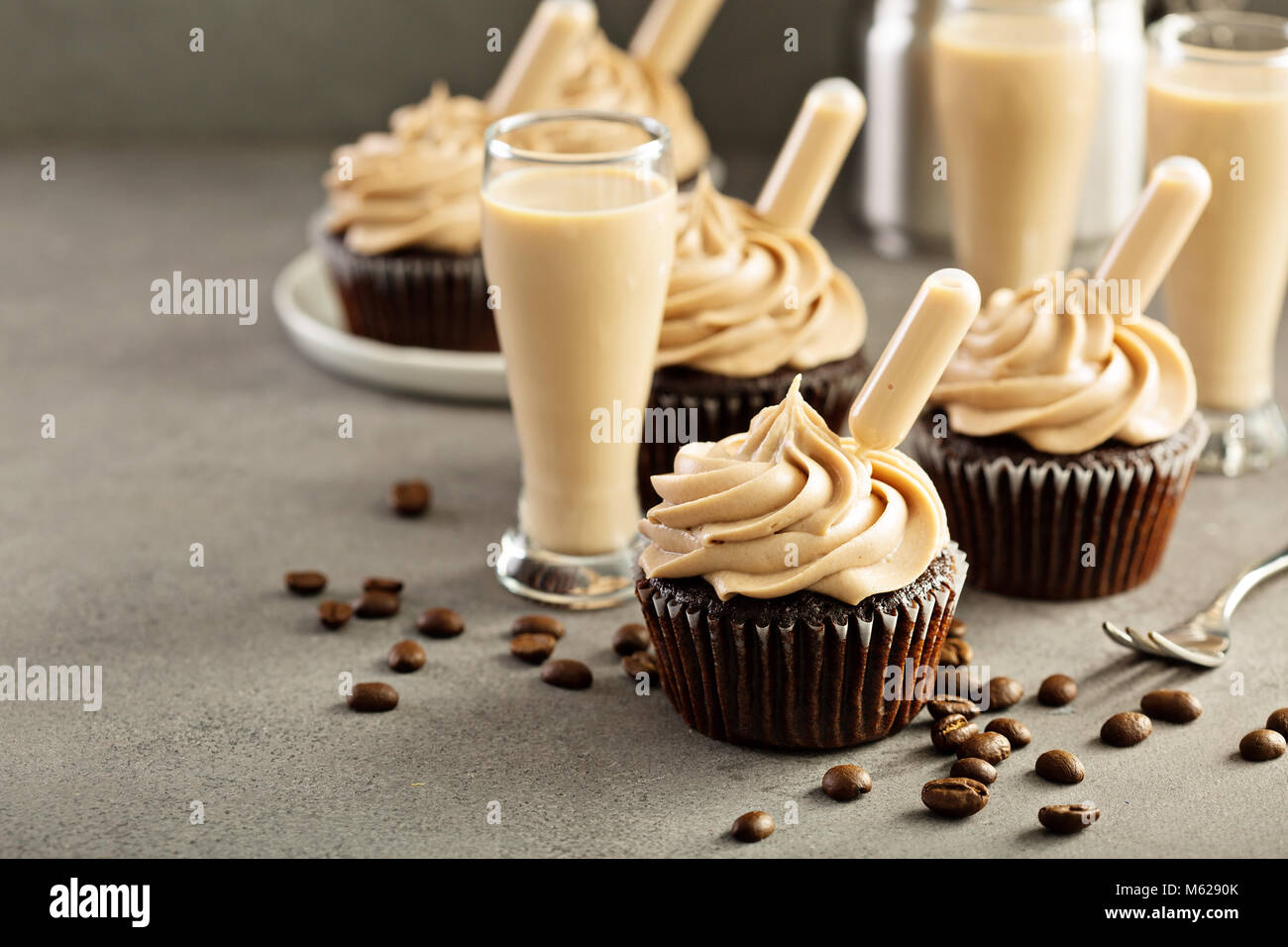 Chocolate espresso cupcakes with irish cream liquor Stock Photo Alamy