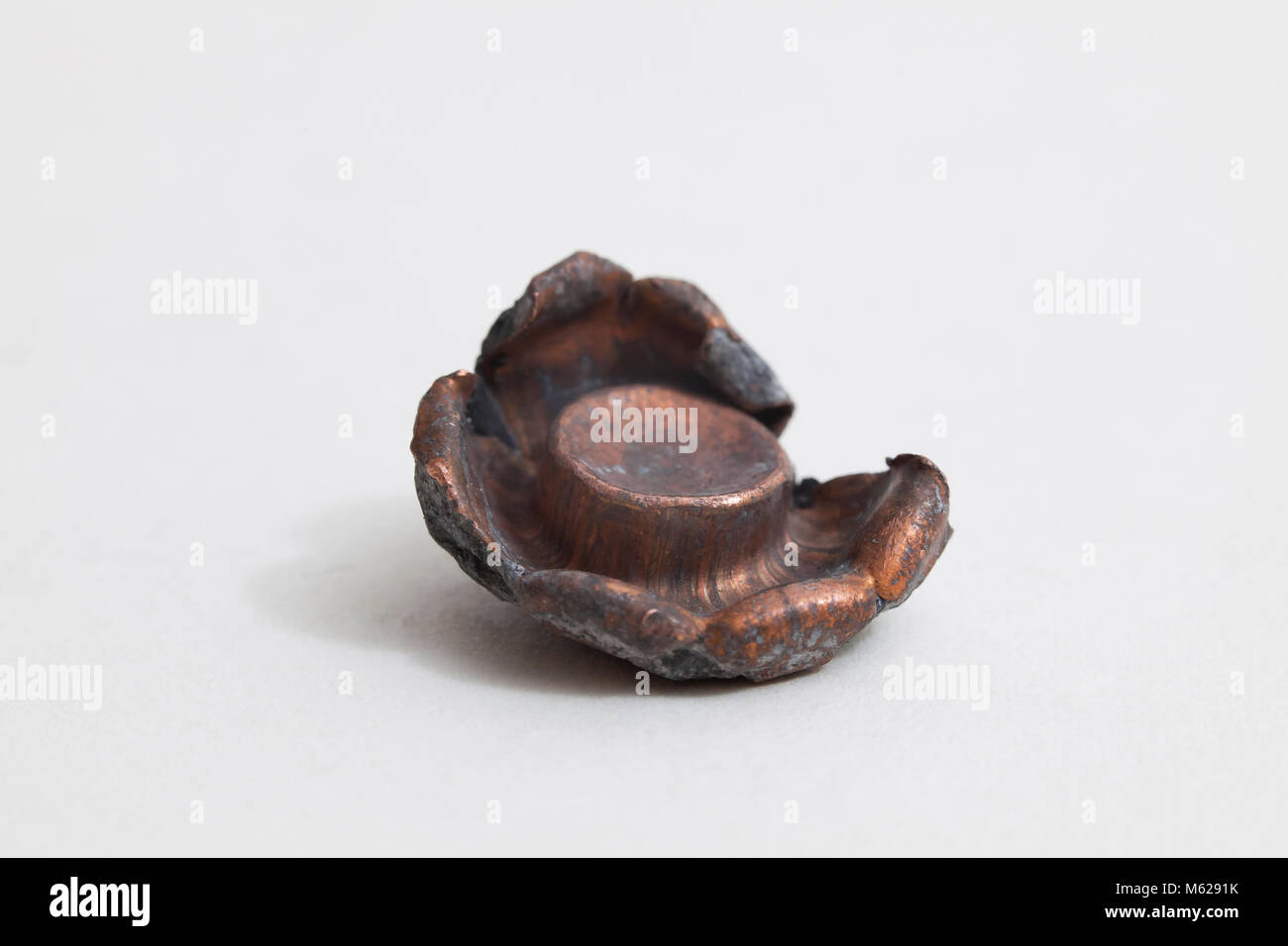 Recovered fired bullet showing expansion, aka expanding bullets (dumdum bullets) Stock Photo