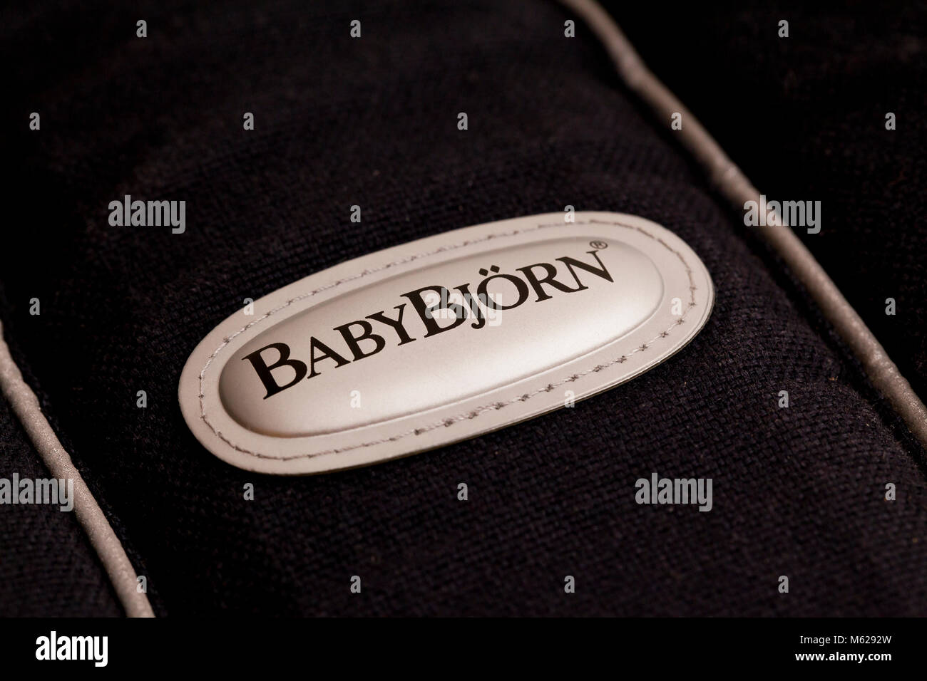 Baby Bjorn brand label on product Stock Photo
