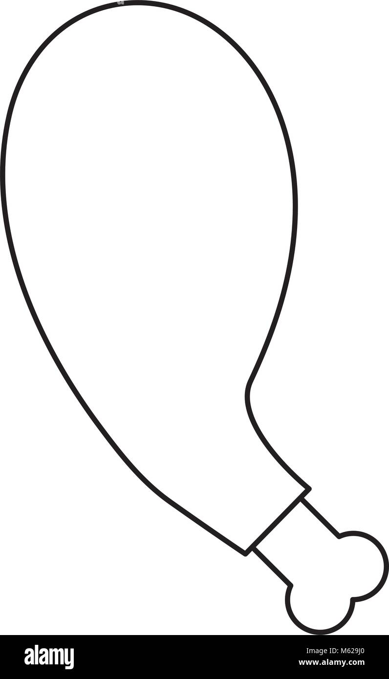 flat line turkey drumstick over white background vector illustration