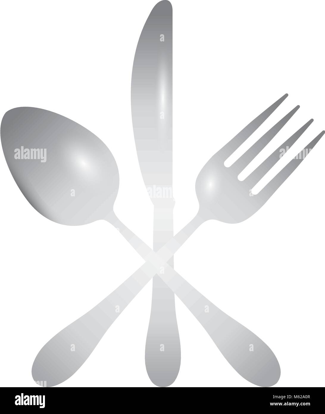 spoon, knife and fork crossed over white background vector illustration ...