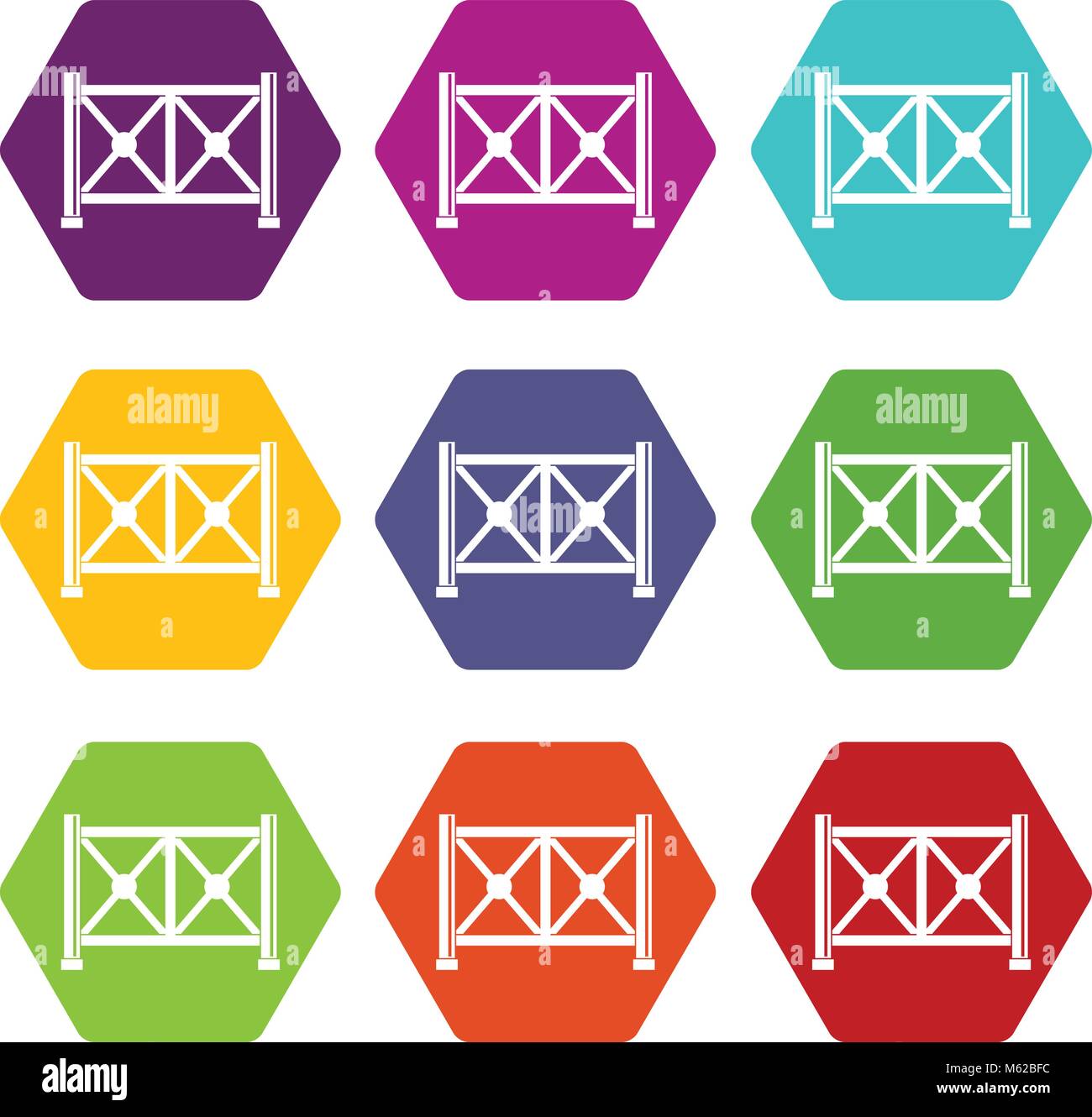 Metal fence icon set color hexahedron Stock Vector Image & Art - Alamy