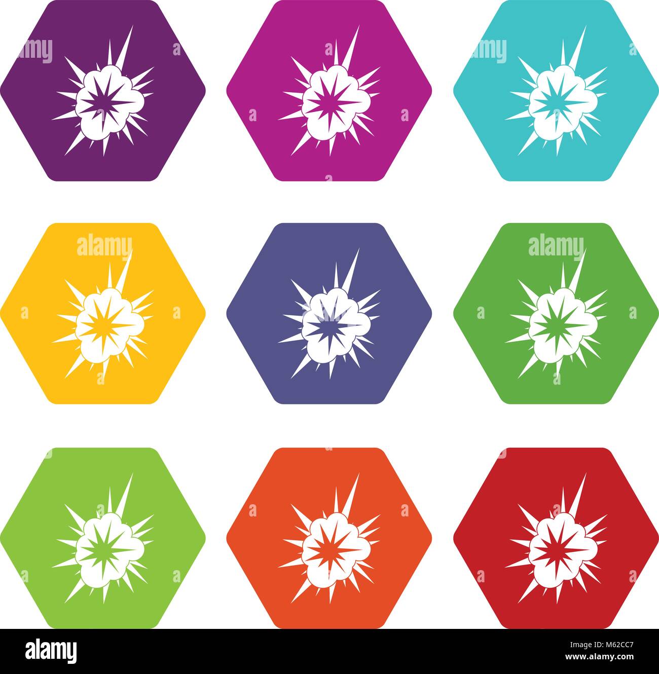 Nucleate explosion icon set color hexahedron Stock Vector Image & Art ...
