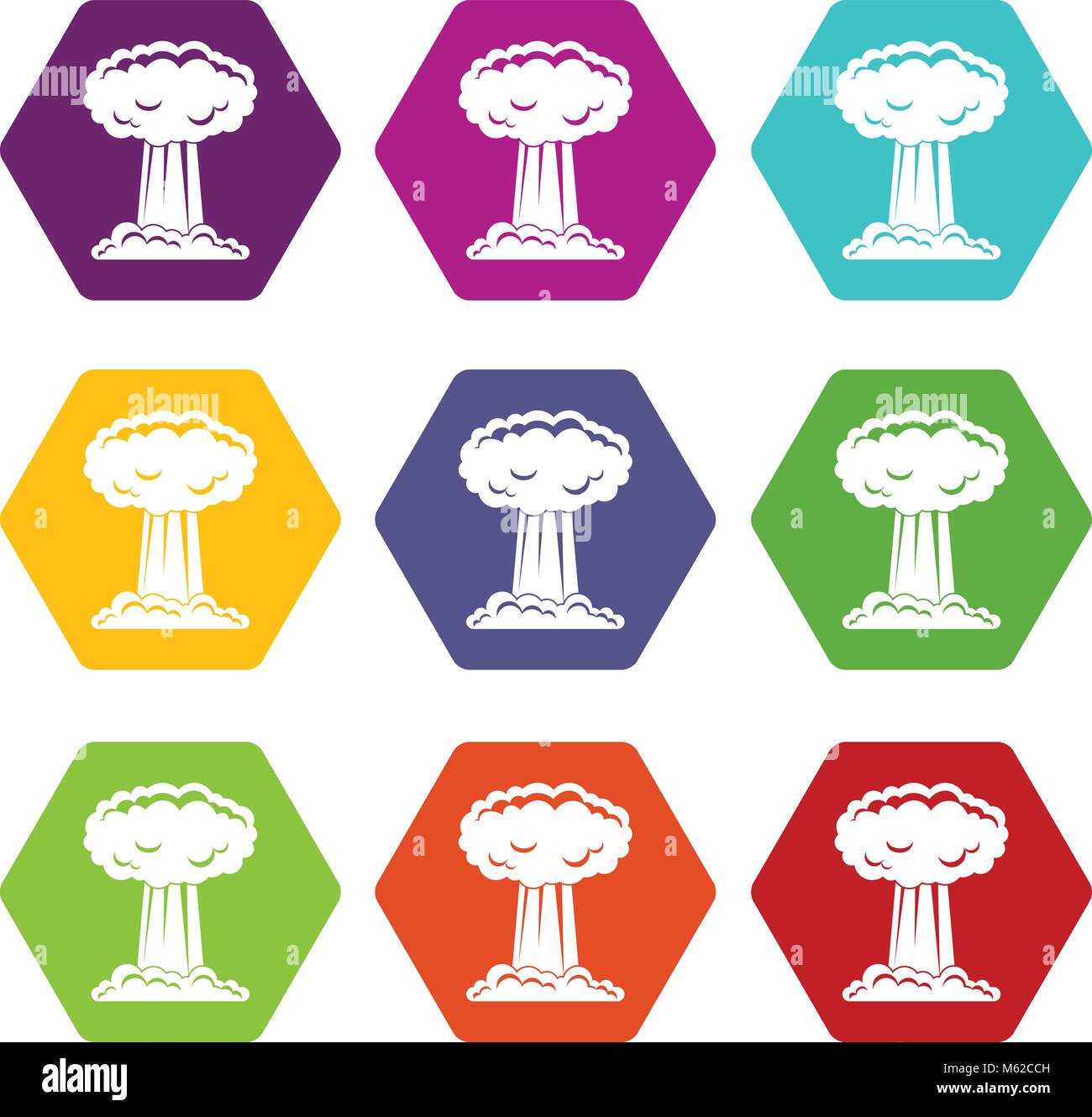 Mushroom cloud icon set color hexahedron Stock Vector Image & Art - Alamy
