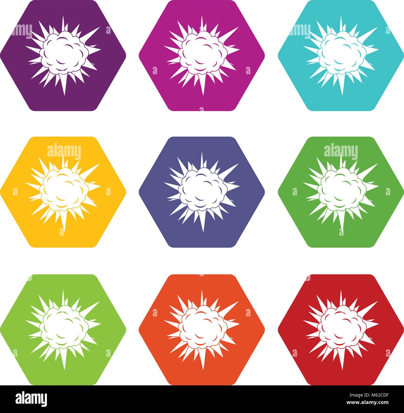 Terrible explosion icon set color hexahedron Stock Vector Image & Art ...
