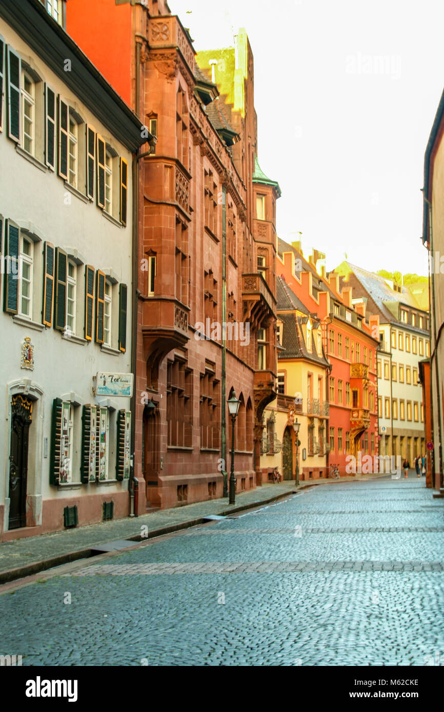 At Freiburg, Germany - On 08/05/2016 -   Beautiful colorful  building of the historic center of Freiburg, Germany Stock Photo