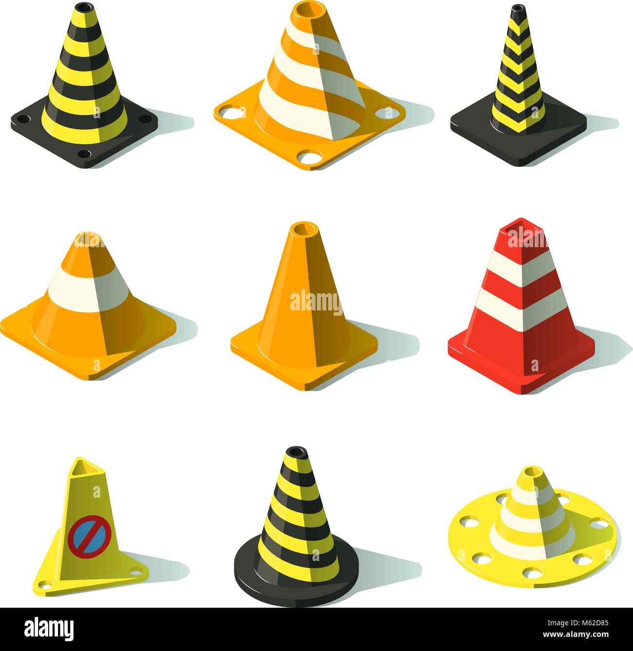Cone traffic fence icons set, isometric style Stock Vector Image & Art ...