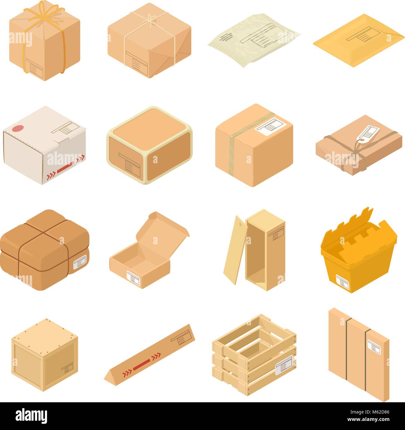 Parcel packaging box icons set, isometric style Stock Vector Image ...