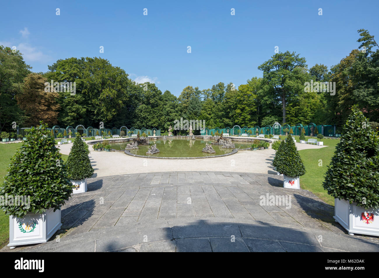 upper basin of the New Palace, the Hermitage (Eremitage), Bayreuth, a historic park dating back to 1715 Stock Photo
