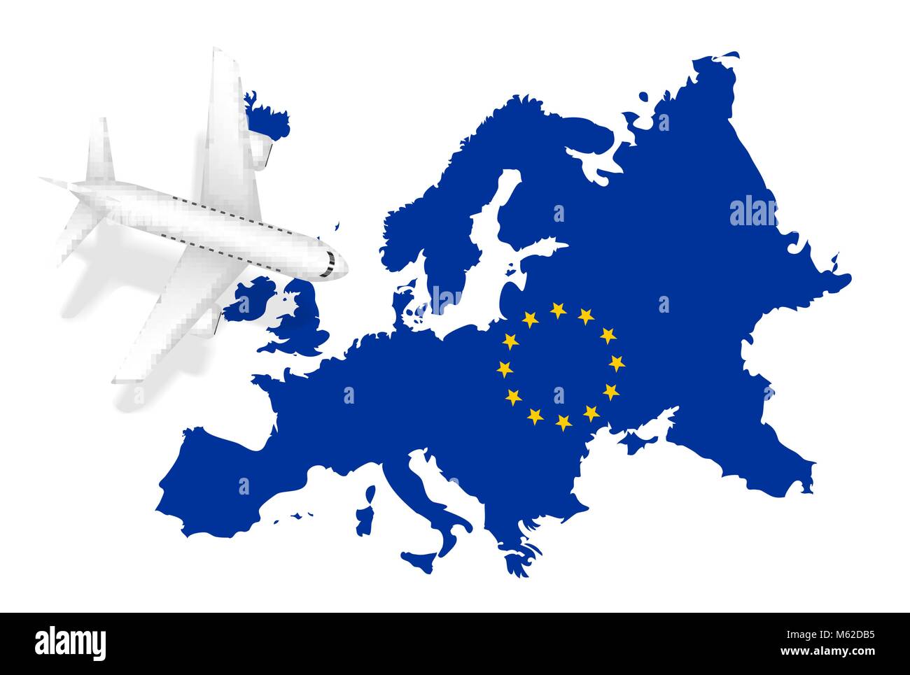airplane flight travel to europe on europe map Stock Vector Image & Art
