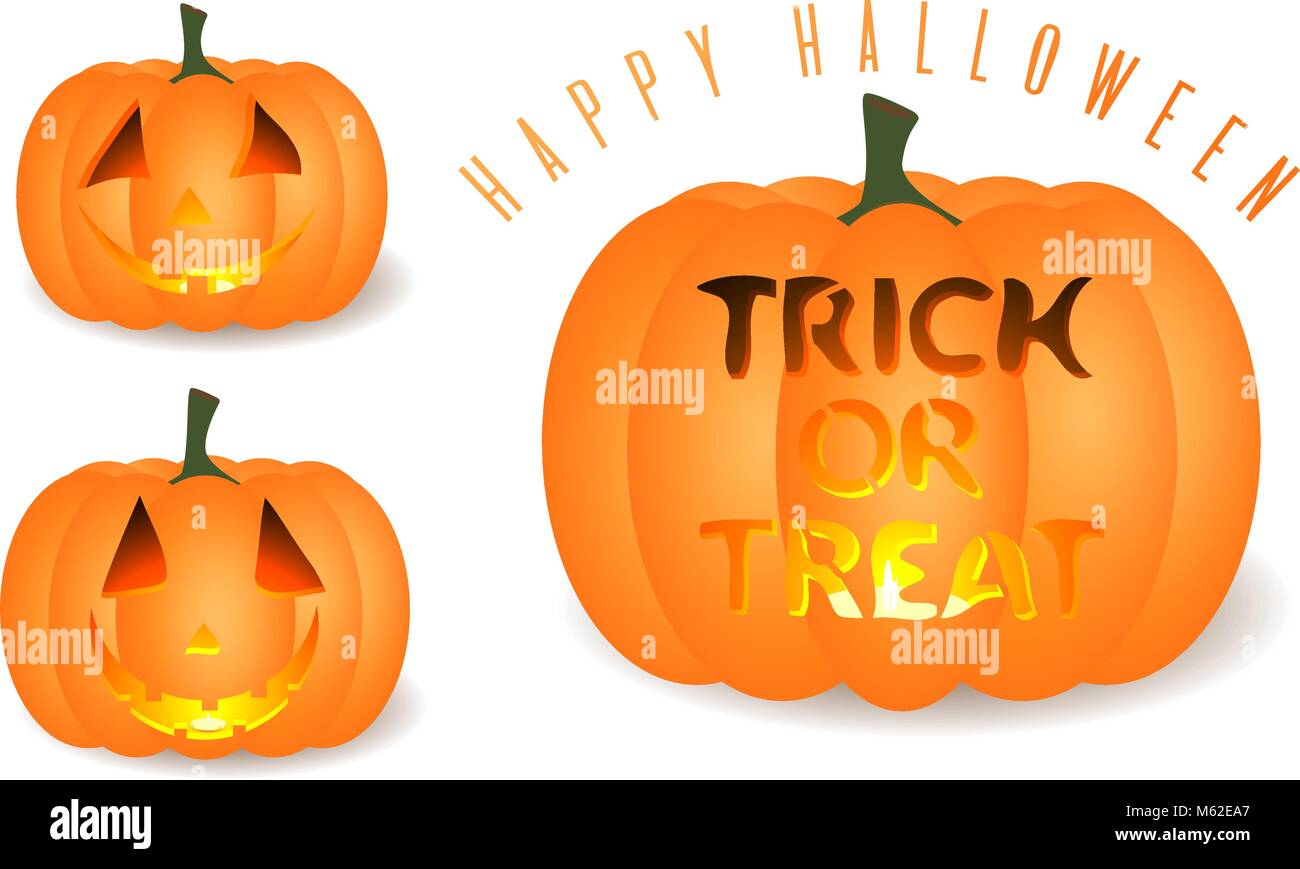Set of Halloween vector pumpkins isolated on the white background ...