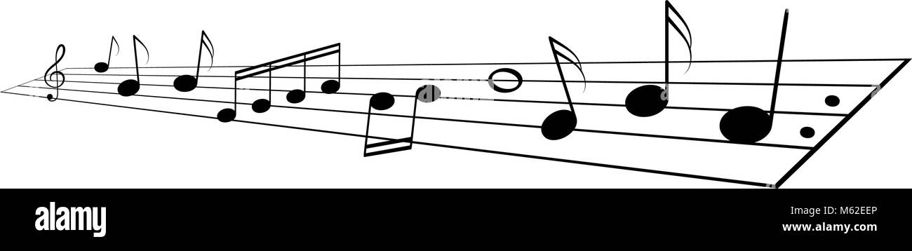 Music notes staff illustration with perspective lines Stock Vector ...