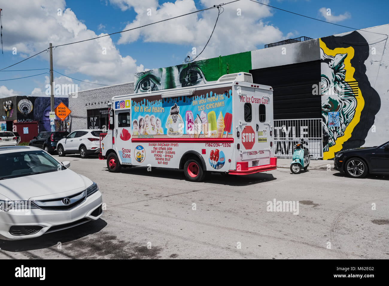 Ice cream truck at Wynwood, Miami, Florida, North America Stock Photo