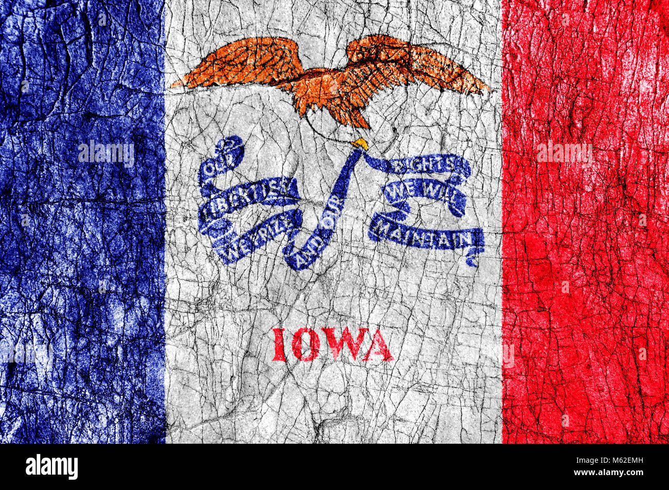 Grudge stone painted US state Iowa flag Stock Photo