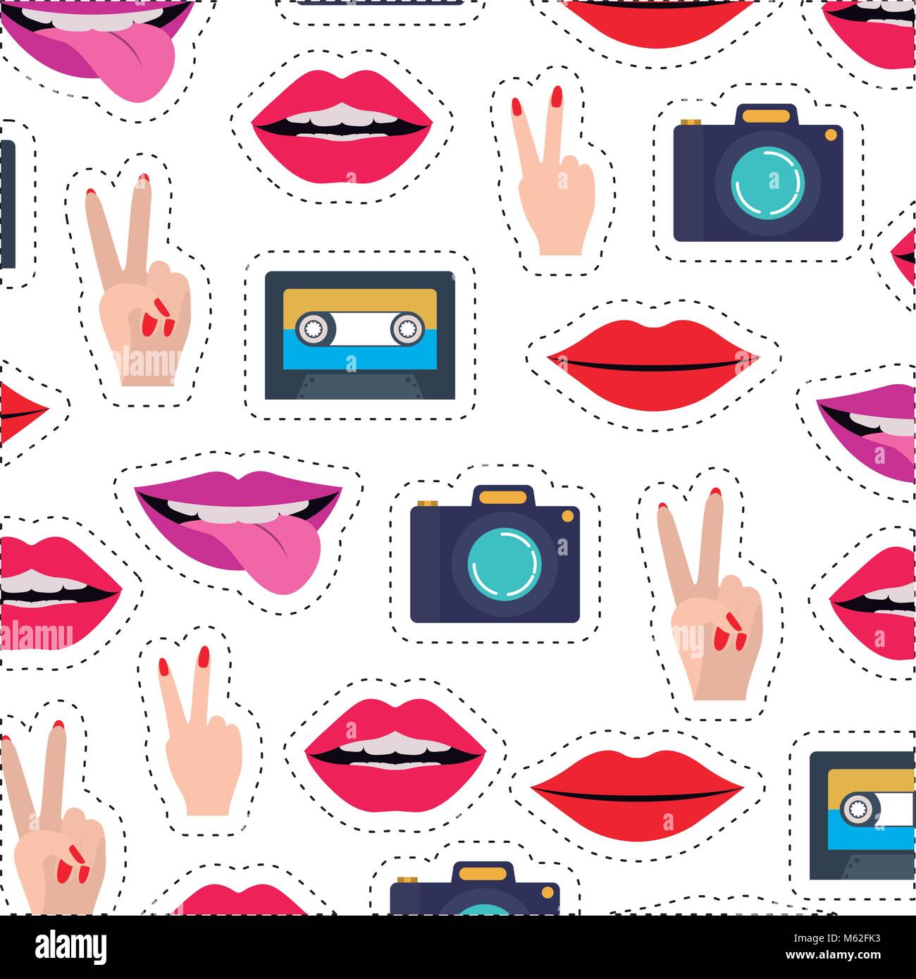 pop art stickers set icons Stock Vector Image & Art - Alamy