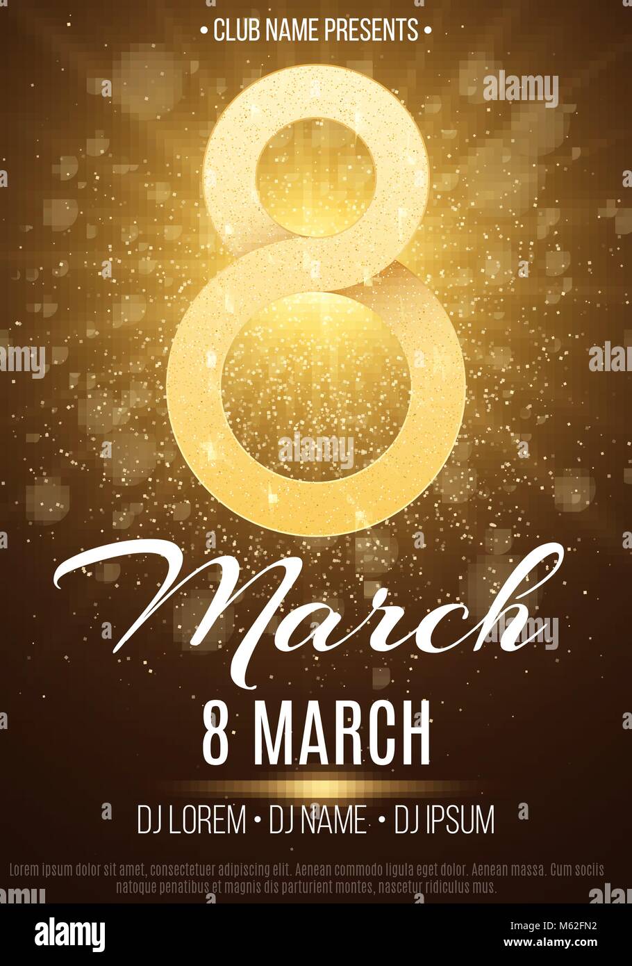 Poster For Party On March 8 Abstract Gold Night Lights Invitation Stock Vector Image Art Alamy