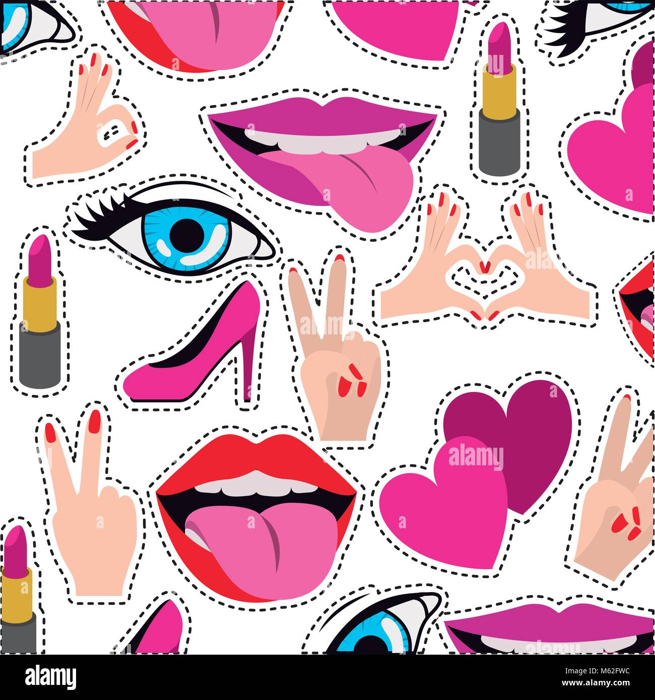pop art stickers set icons Stock Vector Image & Art - Alamy
